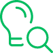 Icon showing a magnifying glass and a lightbulb, symbolising the search for knowledge through mortgage tools and resources.