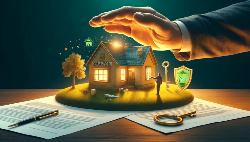 Helping hands reaching towards a home in warm light, symbolising guarantor support for homebuyers with ScaleMortgage Guarantor Home Loan.