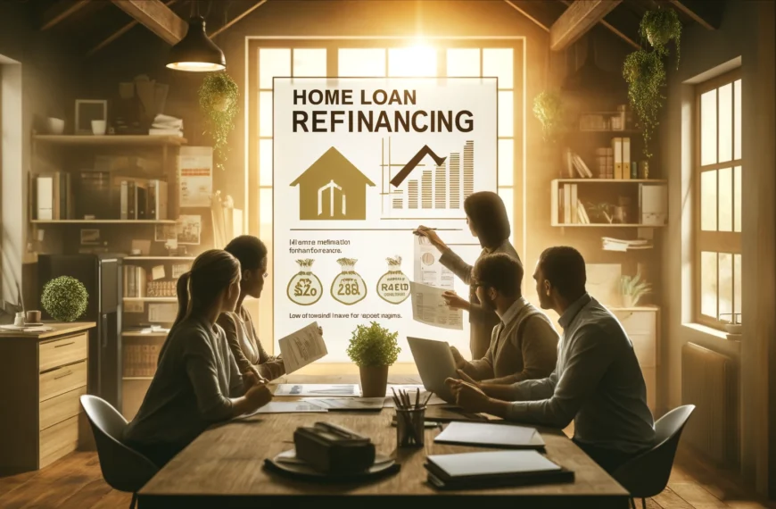 A family reviewing documents and using a calculator to understand the benefits of refinancing their home loan with ScaleMortgage, symbolising smart financial planning in a warm, optimistic home environment.